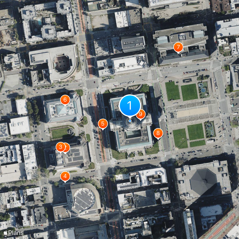 Hôtel de ville de San Francisco Carte