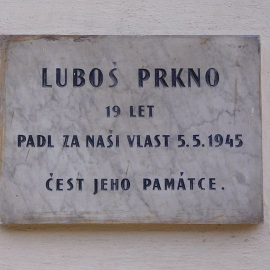 Plaque to Luboš Prkno