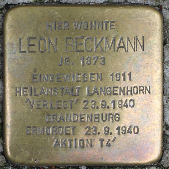 Stolperstein dedicated to Leon Beckmann