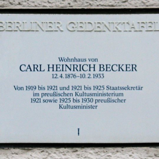 Gedenktafel Arno-Holz-Str 6 Carl Heinrich Becker