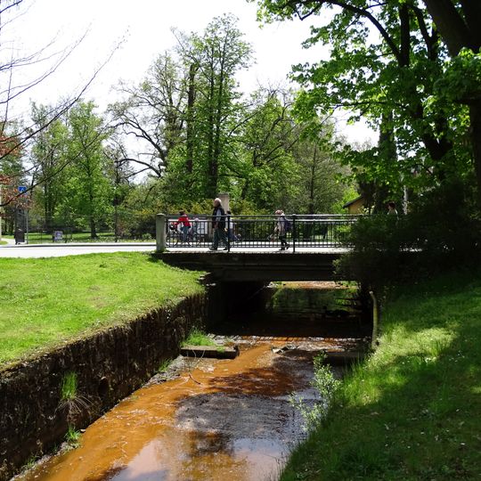Most Sokolské ulice přes Spolský potok v Třeboni