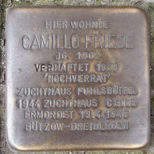 Stolperstein dedicated to Camillo Friede