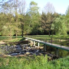 Lávka přes Malši na Hamerském jezu v Římově