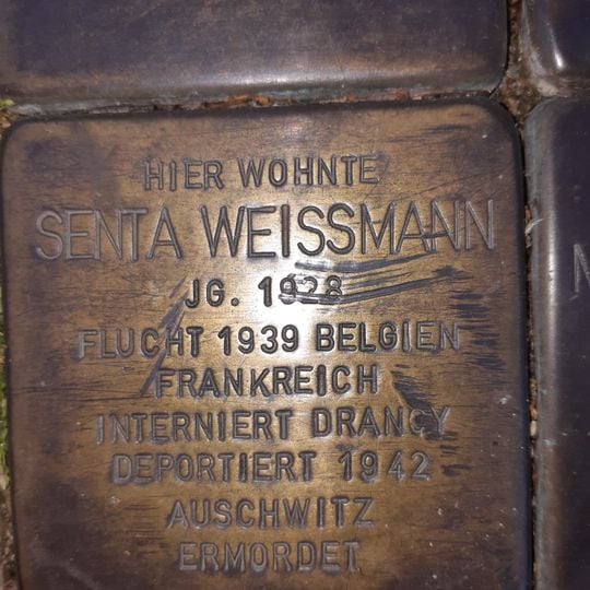 Stolperstein dedicated to Senta Sara Weissmann