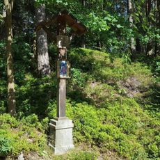 Obrázek se sv. Hubertem u Sobenského rybníka