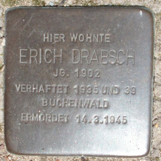 Stolperstein à la mémoire d’Erich Drabsch