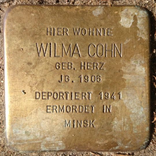 Stolperstein dedicated to Wilma Cohn