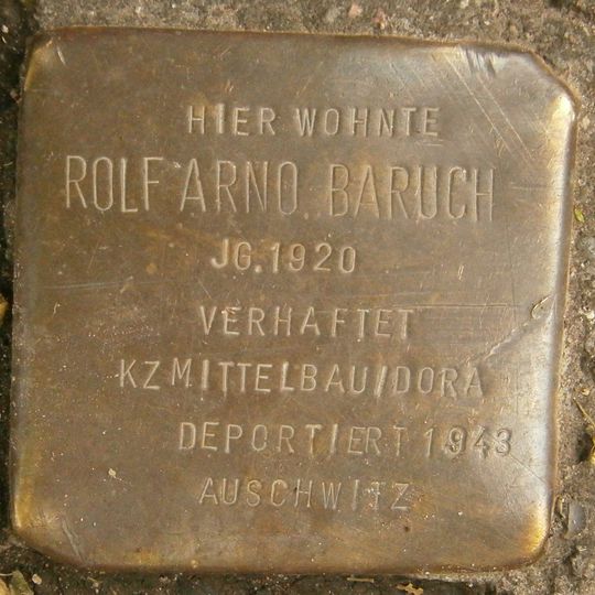 Stolperstein dedicated to Rolf Arno Baruch