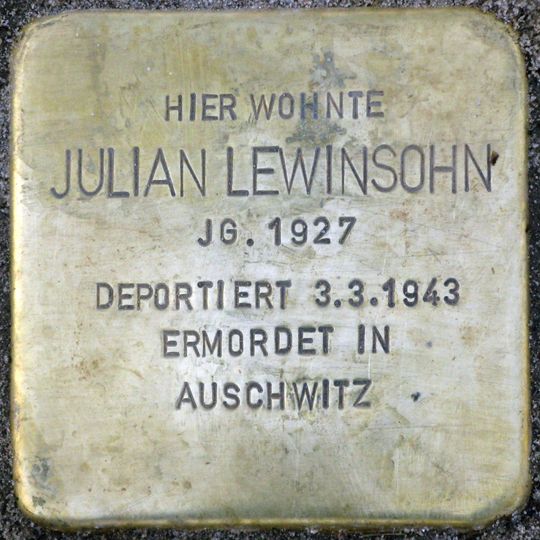 Stolperstein dedicated to Julian Lewinsohn