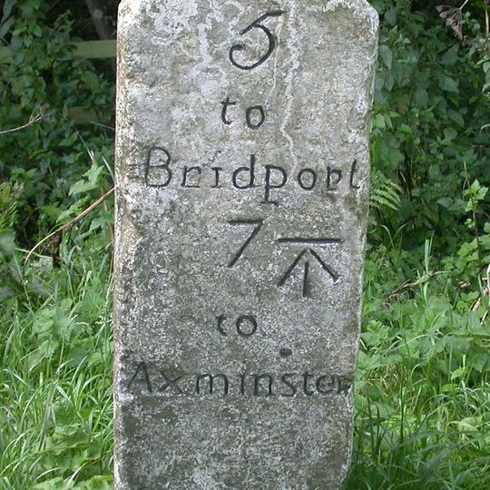 Milestone, a mile E of Charmouth