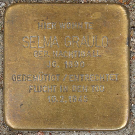 Stolperstein dedicated to Selma Graulo