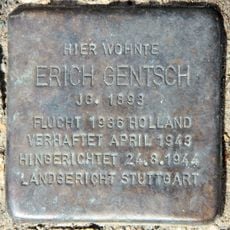 Stolperstein dedicated to Erich Gentsch