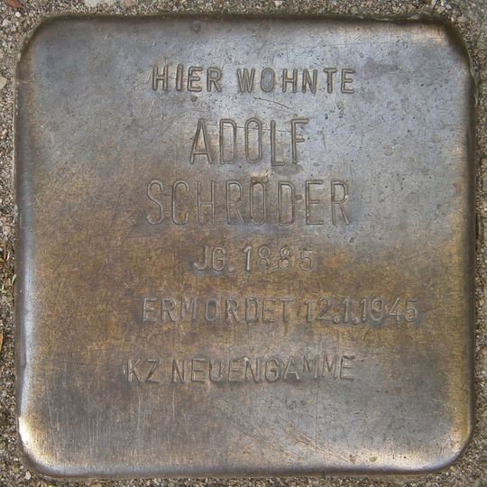 Stolperstein dedicated to Adolf Schröder