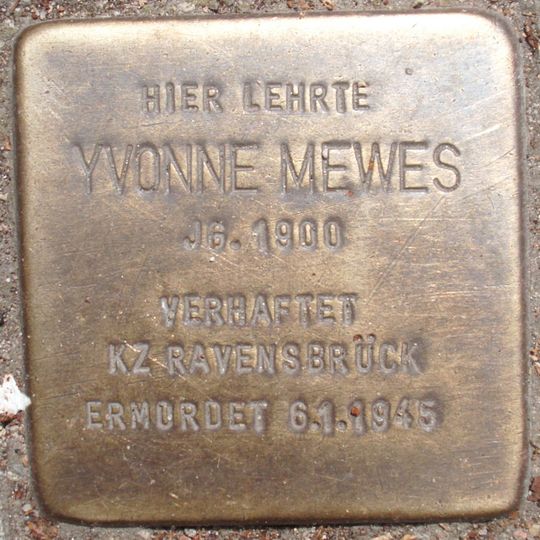 Stolperstein dedicated to Yvonne Mewes