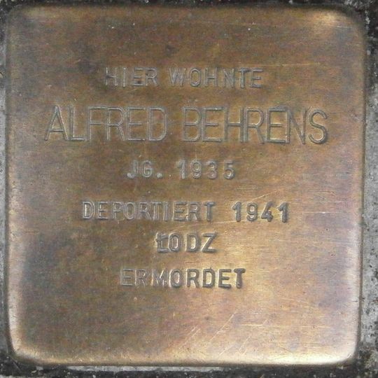 Stolperstein dedicated to Alfred Behrens
