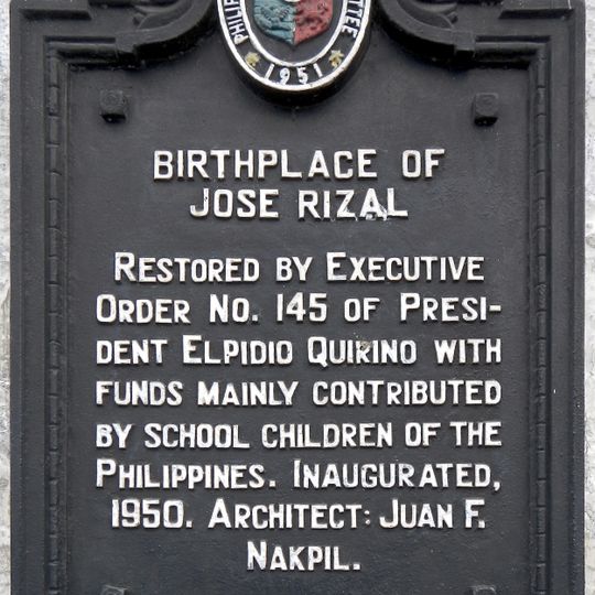 Birthplace of Jose Rizal historical marker