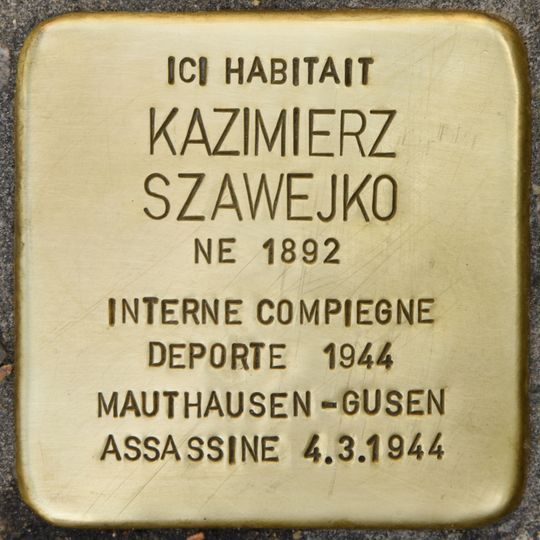 Stolperstein dedicated to Kazimierz Szawejko