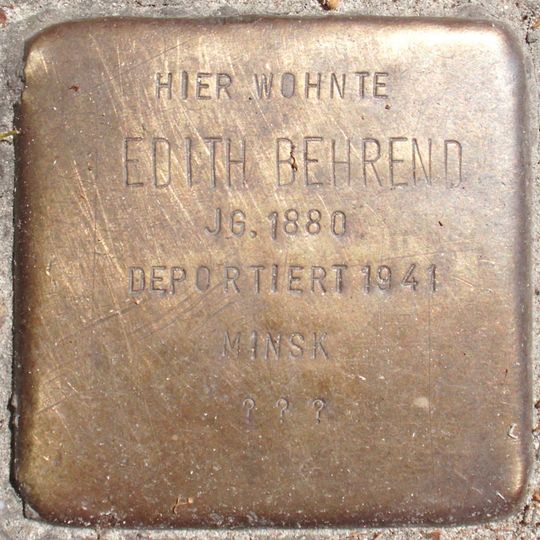 Stolperstein dedicated to Edith Behrend