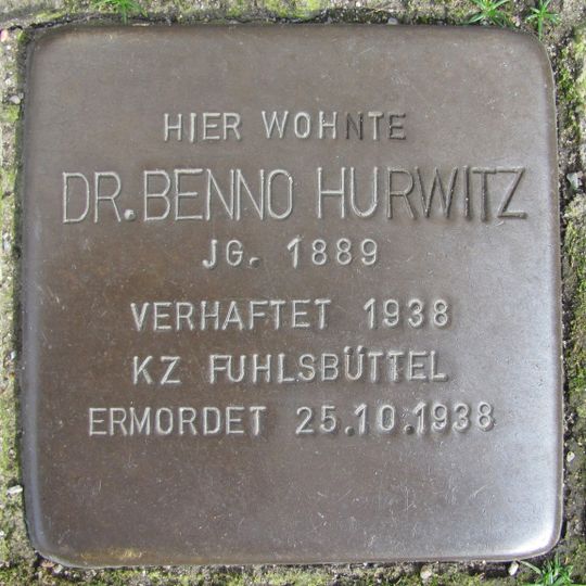 Stolperstein en memoria de Benno Hurwitz