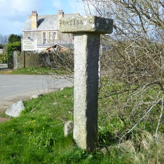 The Long Cross, an early Christian memorial stone and medieval wayside cross, and a post-medieval guide post 400m north of Treli