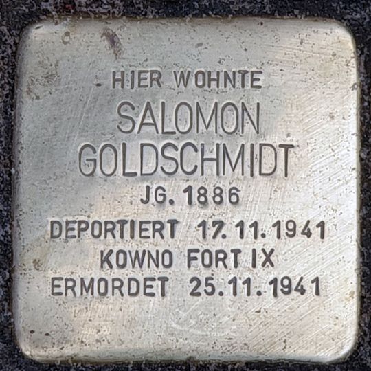 Stolperstein à la mémoire de Salomon Goldschmidt