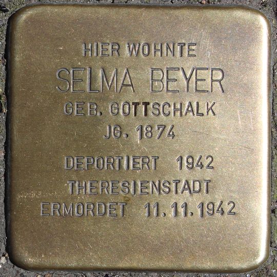 Stolperstein dedicated to Selma Beyer