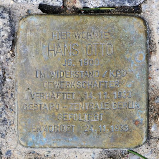 Stolperstein dedicated to Hans Otto