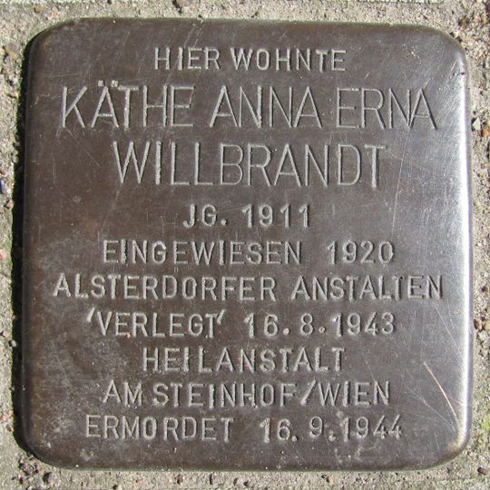 Stolperstein en memoria de Käthe Anna Erna Willbrandt