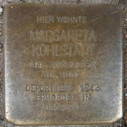 Stolperstein dedicated to Margareta Kohlstädt