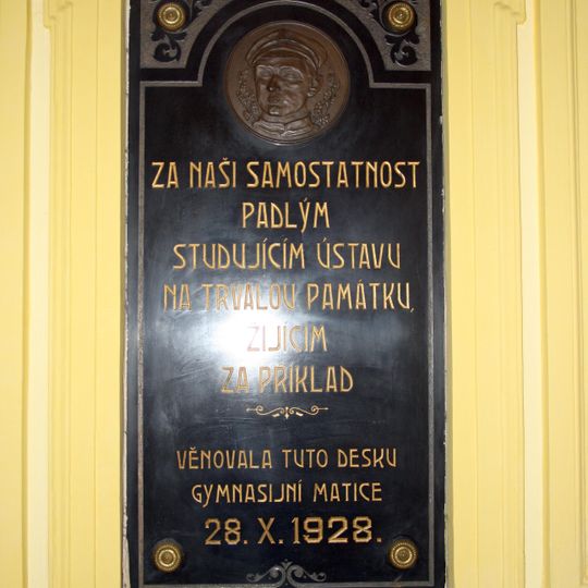 Pamětní deska gymnazijní matice v Třebíči