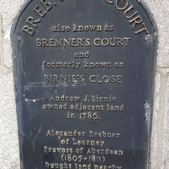 Commemorative plaque to Brebner's Court, Aberdeen