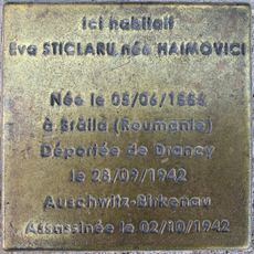 Stoleperstein à la mémoire d'Eva Sticlaru