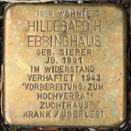 Stolperstein dedicated to Hildegard Helene Ebbinghaus