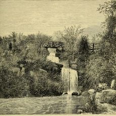 Pulhamite Cascade, Stepping Stones  And Bridge In Water Garden, Dunorlan Park
