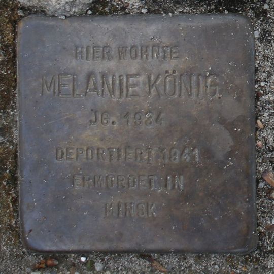 Stolperstein dedicated to Melanie König