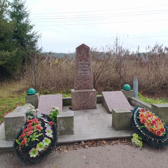 Братская могила советских воинов, погибших в борьбе с фашистами, в которой похоронена сержант медицинской службы Е.П. Петрова , именем которой назван поселок