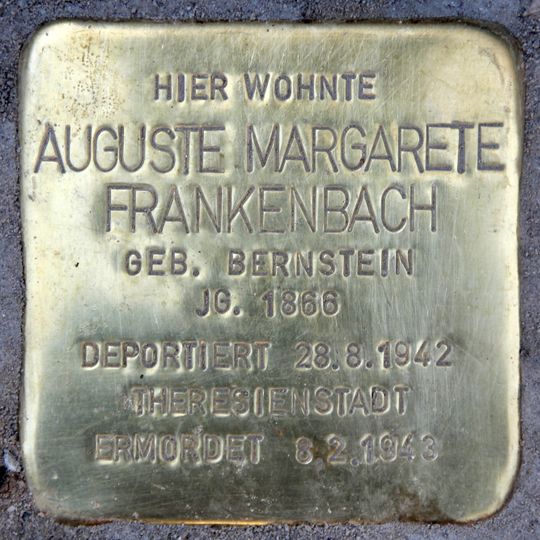 Stolperstein dedicated to Auguste Margarete Frankenbach