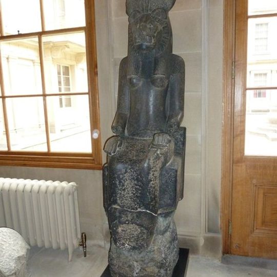 Egyptian statue behind the Dukes Greenhouse 3 metres from the corner