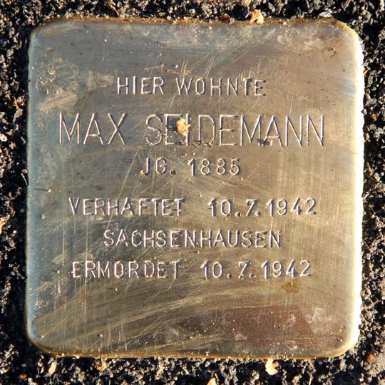 Stolperstein en memoria de Max Seidemann