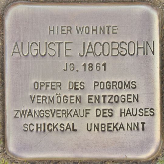 Stolperstein en memoria de Auguste Jacobsohn