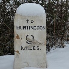 Milestone, on slip road to Leighton Bromswold and entrance to Catworth Gorse