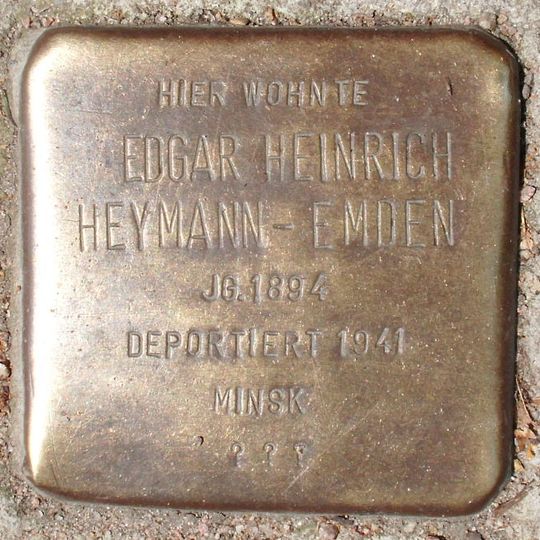 Stolperstein dedicated to Edgar Heinrich Heymann-Emden