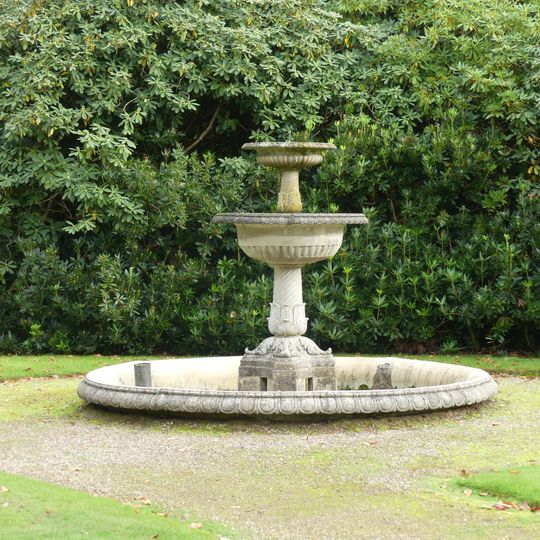 Pool and fountain before south front of Orangery