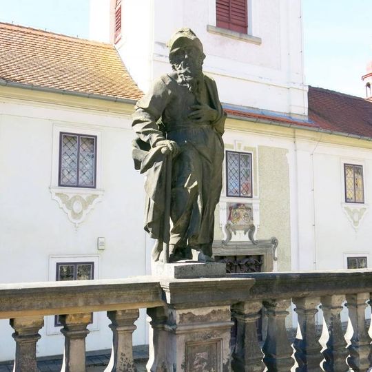 Socha svatého Jáchyma na balustrádě u Lorety v Rumburku
