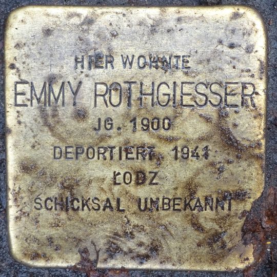 Stolperstein dedicated to Emmy Rothgiesser