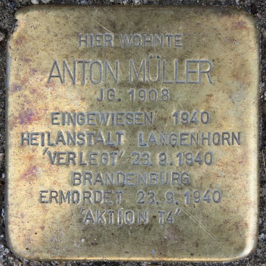 Stolperstein dedicated to Anton Müller