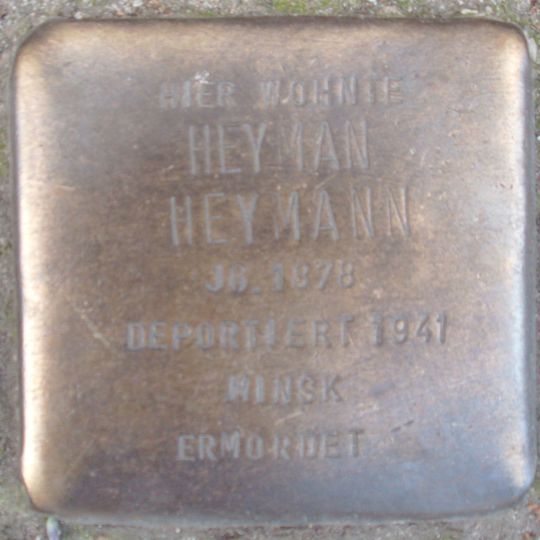 Stolperstein dedicated to Heyman Heymann