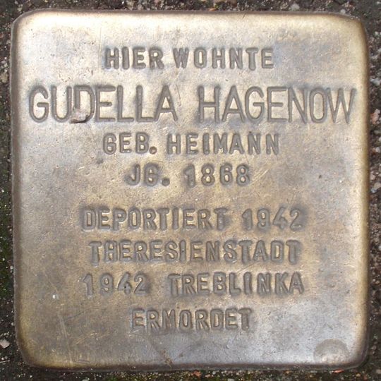 Stolperstein dedicated to Gudella Hagenow