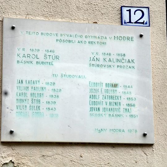 Býv. ev. gymnázium a pam. tabule, tabuľa pamätná II.