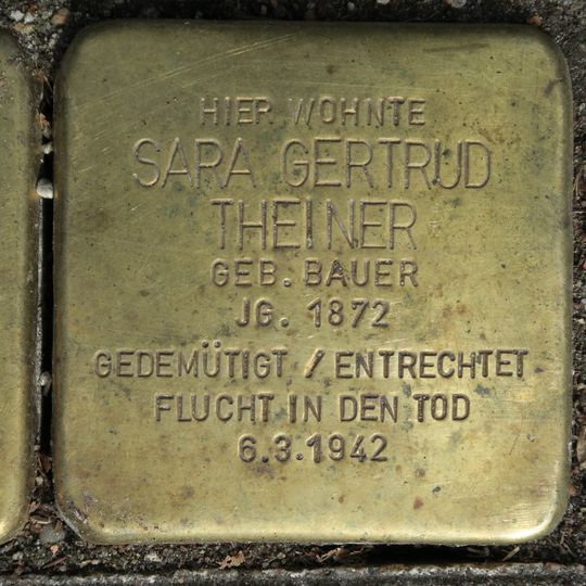 Stolperstein dedicated to Sara Gertrud Theiner